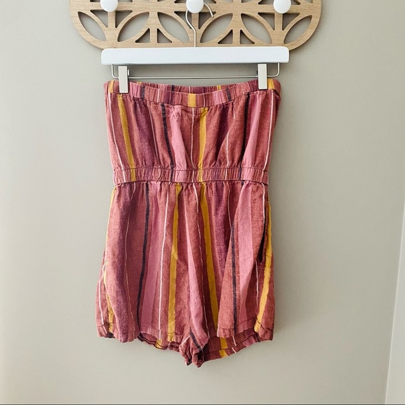 Urban Outfitters Striped Romper Pink Sz Medium - Picture 6 of 8